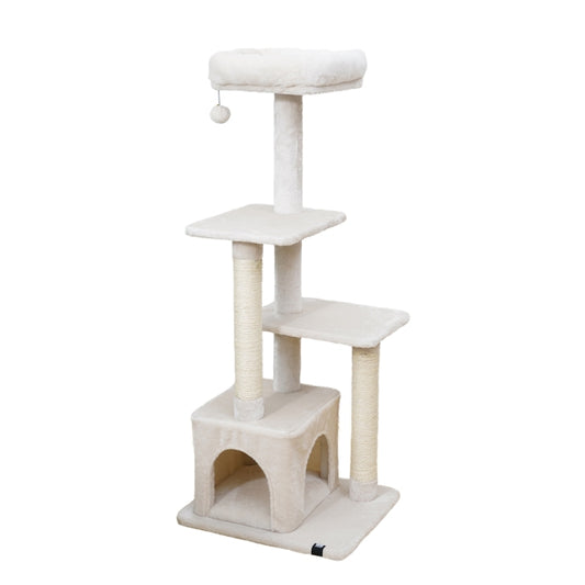 EBI Kratzbaum Oklahoma creme 3 Sisal-Säulen Sprungfeder-Ball Höhle